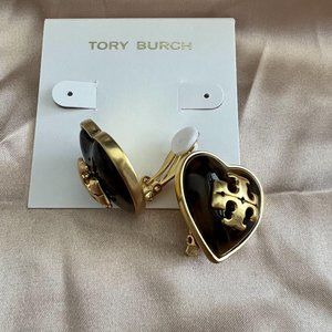 Tory Burch Heart Logo Tortoise Earrings